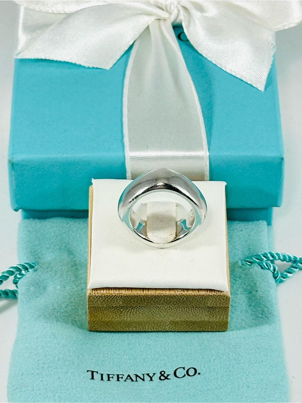 Tiffany & Co. 2003 Square Cushion Ring – Sterling Silver 925. Size 5.25